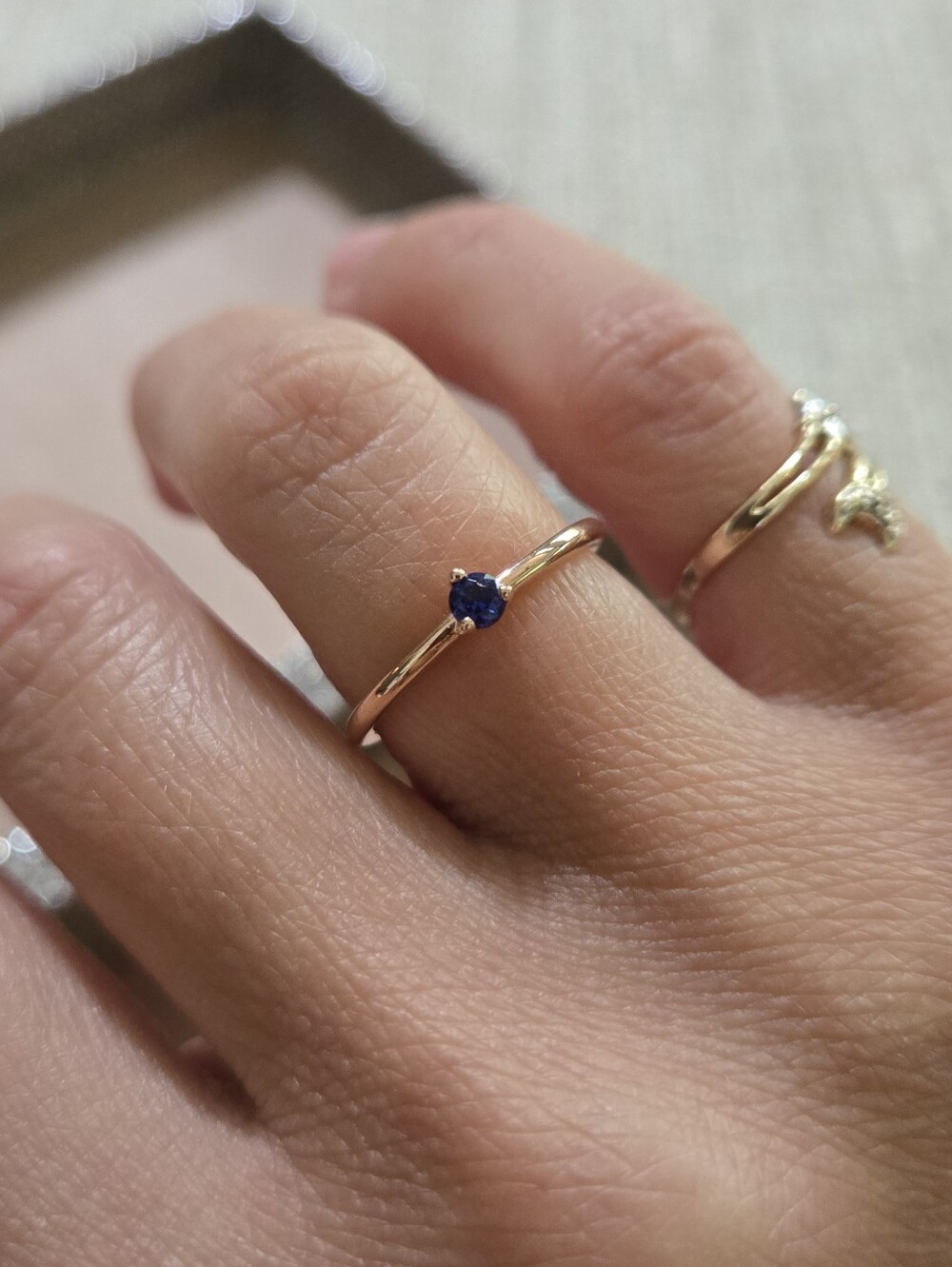 Pandora Rose Gold Solitare Ring Blue